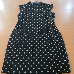 Spense Black Dress with Gold Polka Dots - Midi